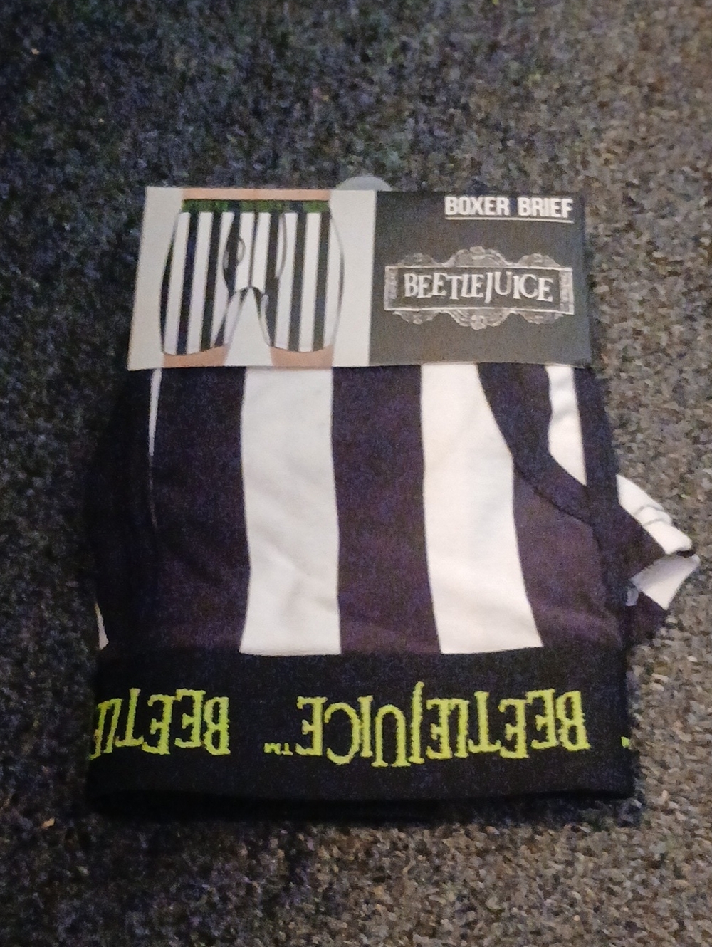 Beetlejuice Men’s Black & White Stripe Boxer Briefs